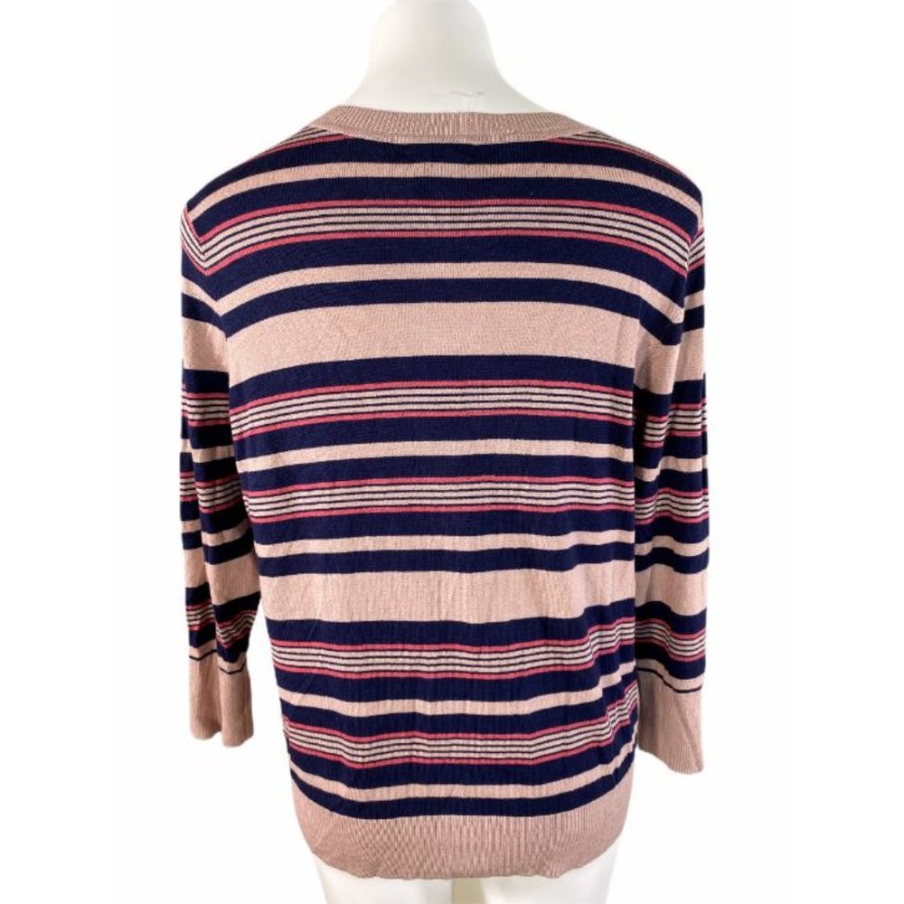 Halogen Striped Crew Neck Cardigan - Picture 5 of 6